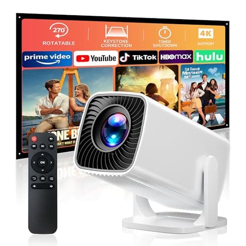 Mini Projector with 4K Support, Portable Projector with Electric Focus & Keystone, 270° Rotatable Stand, Short Throw Home & Outdoor Movie Projector Compatible with TV Stick, Phone & Laptop - Image 1