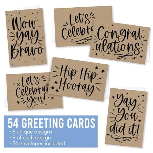 Hadley Designs Congratulations Cards with Envelopes -54 Graduation Cards 2026 Grad Card Bulk Congrats Card, Blank Greeting Notecard For Kindergarten Middle School & College Graduates, Designed in USA - Thumbnail 3