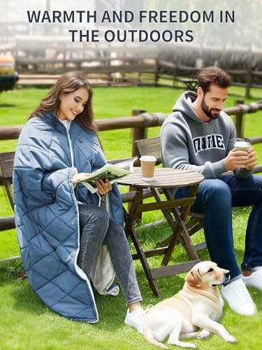 Heated Blanket Battery Operated,12V Cordless heating pad with 15000 battery,Heated Shawl Throw Blanket,Wearable Heated Blanket,Sherpa Lining,3 Heating Set for Car,Camping,Backpacking,Hiking,Travel - Thumbnail 6