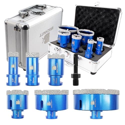 BRSCHNITT Diamond Hole Saw Kit - 6pcs Drill Bits for Porcelain Tile, Ceramic, Marble, Granite, 5/8-11 Thread, 4/5" to 4" (20 to 100mm) - Image 1