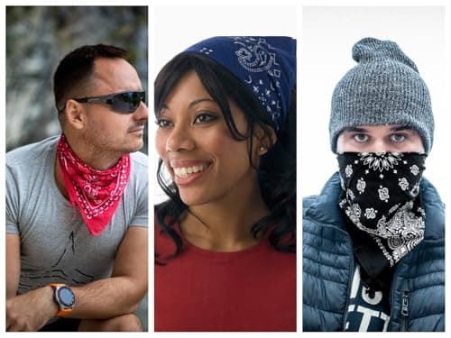 EVERY-VILLE Where EVERYone is Welcome Cotton Bandanas for Men Women- 3 Pack Gift Set, Paisley, 22x22 Inches, Red Black Blue - Thumbnail 4