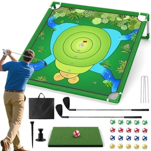 VQRZG Golf Chipping Game – Portable Yard Practice Set, Indoor & Outdoor Lawn Play for Adults and Family, Backyard, Beach, Office Party, Golf Gifts for Men (Chipping Game+2 Golf Clubs) - Image 1