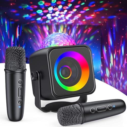 Disco Light Karaoke Microphone Machine: Portable Bluetooth Karaoke Speaker Adjustable Stand Wireless Microphones Party Lights for Adults Kids Toys Birthday Gifts for 4-12 Year Old Boys Girls Family - Image 1