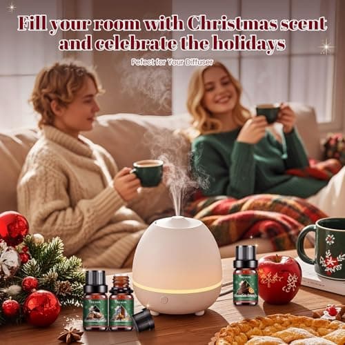 Christmas Essential Oils Set, 6 Premium Winter Fragrance Oils for Diffuser, Candle Scented Oils Gift,Gingerbread, Cinnamon Roll, Hot Baked Apple Pie,Home for the Holidays, Jack Frost, Chocolate Orange - Thumbnail 5