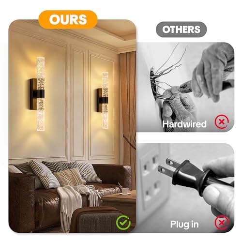 Linboro Battery Cordless Wall Sconces Set of 2, 16.9'' Rechargeable Wall Sconce with 16000mAh Battery, Wireless No Wiring Wall Lights, Dimmable 3000K-6500K for Hallway Bathroom Vanity Corridor, Black - Thumbnail 6