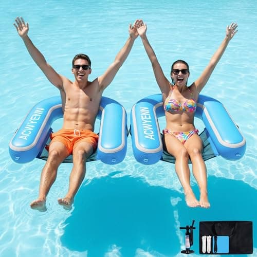 ACWYENN Inflatable Hangout Chair, Floating Pool Chair, Lounge Chair, Lake Floats (2 Packs-Sky Blue)