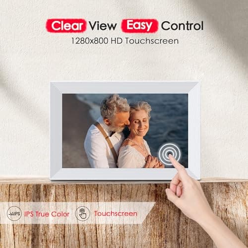 Digital Picture Frame, 10.1 inch Frameo Digital Frame WiFi, 1280 * 800 IPS HD Touchscreen, 32GB Storage, Instant Share Pictures Video, Smart Photo Frame Electronic, Gifts for Mom, House Warming - Thumbnail 3