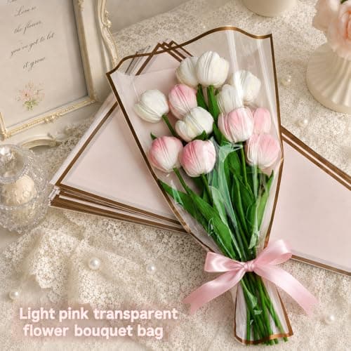 MEI SHUO PIN 200PCS Flower Wrapping Bags Kraft Paper Floral Wrap Sleeves - Thumbnail 5