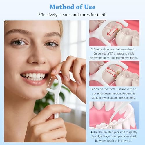 KSIA Klear Dental Floss Picks, 100 Count Tooth Picks Flossers, Dental Floss Cleaner, Dental Flossers for Family, Keep Teeth Clean, Remove Food and Plaque, with 2 Portable Sealed Pouches - Thumbnail 5