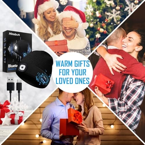 Gifts for Men, LED Bluetooth Beanie Hat, Anniversary Birthday Gift for Men Dad Him Husband Grandpa, Mens Gift for Camping Hiking Accessories Cool Gadgets Black - Thumbnail 4