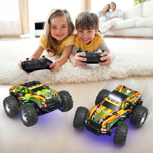 Remote Control Car for boys, 1:16 Scale All Terrain RC Cars,High Speed 25Km/h Fast Car with Colorful Led Light and spray, 2x1300mAh Rechargeable Battery RC Truck, Toy Car Gift for Teen Boys Girl Kids - Thumbnail 6