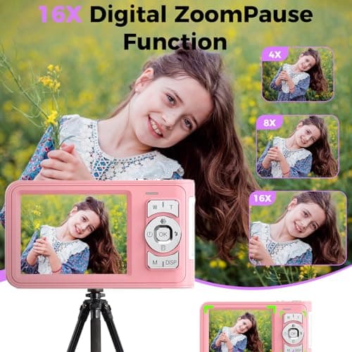 Kids Digital Camera,Digital Camera 50MP FHD 1080P Anti Shake Compact Point and Shoot Camera with 16X Zoom Small Camra,Birthday Gift for Girls,Teen Girls - Thumbnail 2