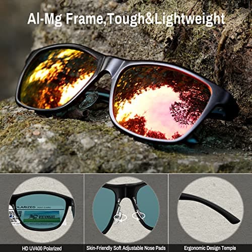 ROCKNIGHT Polarized HD Oversized Sunglasses for Women Red Reflective Sunglasses Boating Red Sunglasses Fashion Metal Frame - Thumbnail 5