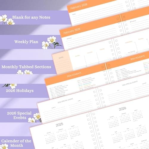 CAGIE 2026 Planner Weekly and Monthly from Dec 2025 to Dec 2026 Hardcover Spiral Bound Calendar Floarl Yearly Agenda Planners for Women with Stickers, 8.3 x 9.1, White Butterfly - Thumbnail 6