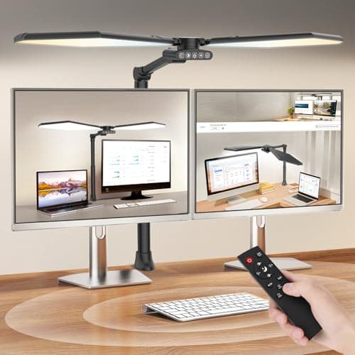 LED Desk Lamp with Clamp, 3600LM 448LEDs Ultra-Bright Architect Desk Light with Remote Control, Desk Light with Stepless Dimming and Stepless Color Temp, Memory Function for Study and Workbench, Black - Image 1