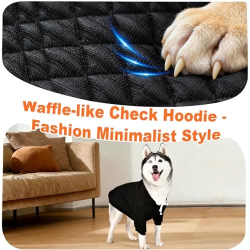 2 Pack Dog Hoodie for Medium Large Small Dogs, Soft Warm Dog Sweater Jackets Winter Fall Pet Hooded Clothes Custume Dogs Sweatshirt with Leash Hole and Pocket, Black ans Grey, ML - Thumbnail 6