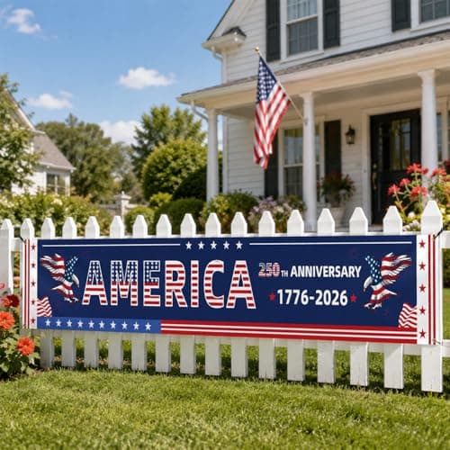 250th Anniversary American Banner Flag 1776-2026, 120 x 20 inch USA 250th Birthday Premium Banner with Grommets, 4th of July Decorations for Outdoor Indoor Yard Garden Porch