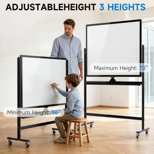Rolling Whiteboard 48x36, Double Sided Dry Erase Board with Stand, Magnetic Mobile White Board with Wheels for Office & Classroom and Home - Thumbnail 6
