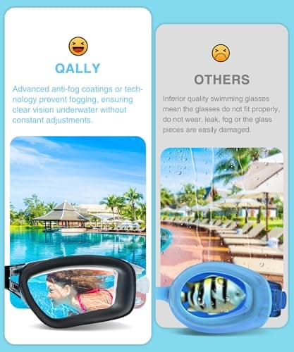 QALLY Kids Goggles Age 4-16, Kids Swimming Goggles UV Protection Anti-Fog No Leaking, 3 Pack Swim Goggles for Boys Girls Youth - Thumbnail 6