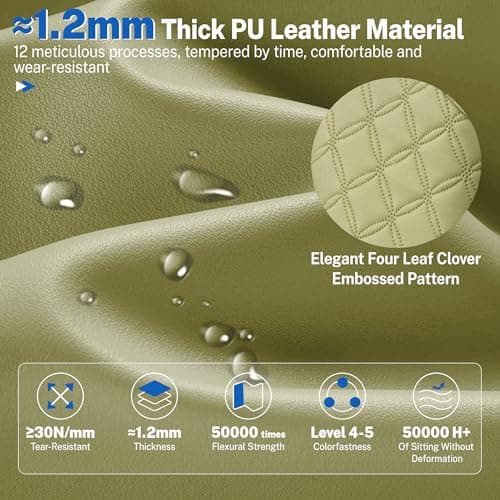 FelixKing Big and Tall Office Chair 500lbs - Ergonomic Desk Chair with Footrest, Scratch-Resistant PU Leather Computer Chair, 4D Lumbar Support Gaming Chair, Comfy Reclining Swivel Work Chair, Green - Thumbnail 6