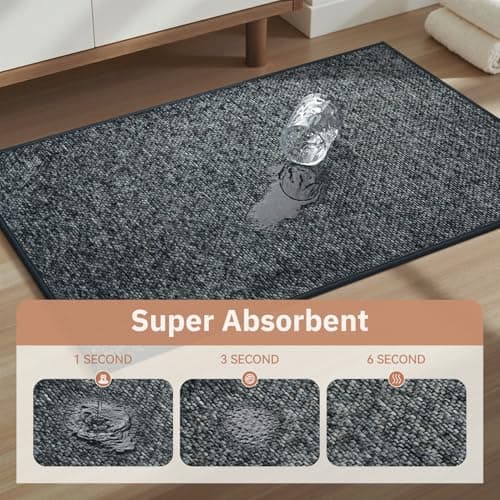 PADOOR Thin Bathroom Runner 24"x48", Braided Bath Mats for Bathroom fits Under Door, No-Slip Rubber Bath Rugs, Machine Washable & Quick Dry Absorbent Bath Mat (Darkgrey) - Thumbnail 3