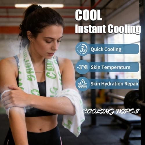10 Pack Cooling Body Wipes, Alcohol-Free Cooling Towelettes Cooling Towel Alternative for Outdoor Sports, Camping, Hiking, Workout & Hot Weather(Green) - Thumbnail 2