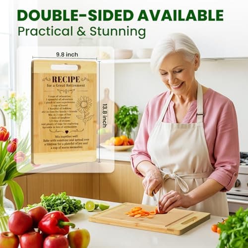 Kikcoin Retirement Gifts for Women 2026 - Bamboo Cutting Boards Leaving Gifts for Colleagues, Coworker, Friend, Teacher, Parents, Family, Retirement Party Decoration, Recipe for Great Retirement - Thumbnail 3