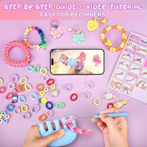 Bracelet Making Kit for Girls 6-12: 24 Colors Rubber Band Friendship Bracelet Kit, Elastic Loom Bands Jewelry DIY Toys, 1400+ Arts and Crafts for Kids Boys Beginners Birthday Christmas Party Gifts - Thumbnail 6