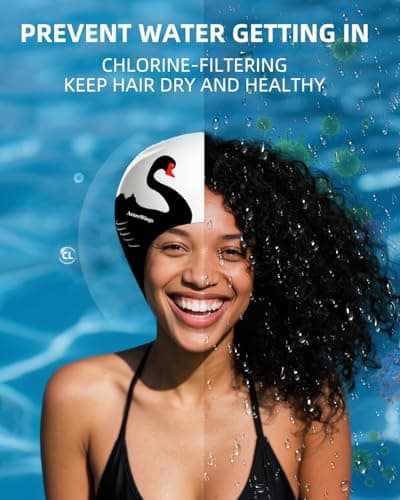 Large Swim Cap for Women Men, Swimming Caps for Long Hair Adults Youths,Silicone Swim Hats Bathing Caps to Keep Hair Dry - Thumbnail 5