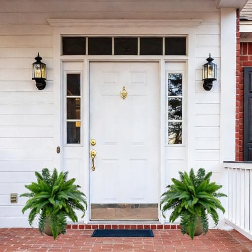 Senjie Artificial Boston Fern 2 Set Large 55 Branches Fake Ferns for Outdoors 35Inch Faux Plant for Home Living Room Office Decor - Thumbnail 3