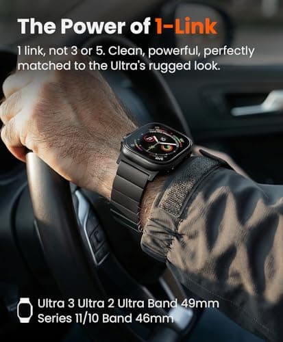 FiNESTONE CRNS02 Titanium Band Compatible with Apple Watch Ultra 3/2/1 49mm & Series 11/10 46mm,Anti-Stratch & Adjustable Magnetic Metal Watch Band,Premium Color Match,Mens Valentines Day Gifts - Thumbnail 3