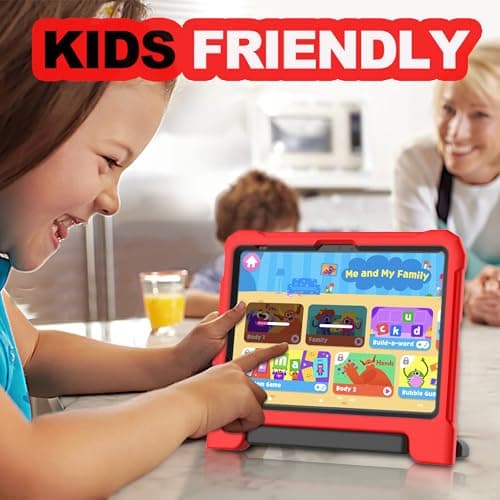 YIHE Kids Case for iPad (A16) 11th Generation 11 Inch 2025 & iPad 10th Generation 10.9 inch 2022, with Built-in Screen Protector and Handle Stand, Full Body Shockproof Protective Cover, RedBlack - Thumbnail 4