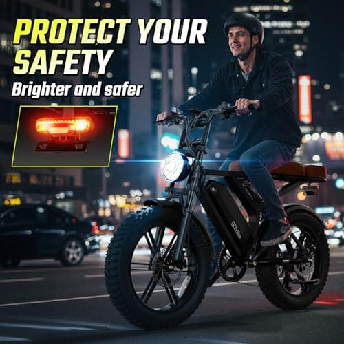SISIGAD Electric Bike for Adults, Peak 1500W Motor Ebike, 30 MPH 65 Miles, Fat Tire 20" Retro E Bike, 48V 15Ah Removable Battery, 7-Speed for City Commuting, Off-Roading, Mountain, UL 2849 Certified - Thumbnail 4