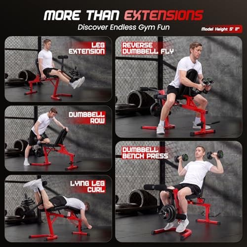 ANCHEER Leg Extension and Curl Machine, 880LBS Adjustable Leg Curl Machine, Seated Leg Extension and Lying Curl Machine for Home Gym, Leg Workout Equipment Compatible with 1" and 2" Plates - Thumbnail 6