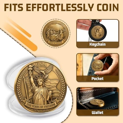 America 250th Anniversary Challenge Coin – Statue of Liberty Freedom Coin,1776–2026 USA Commemorative Coin,250 Years of American Freedom Coin - Thumbnail 5
