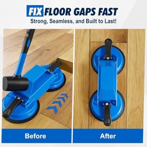 Floor Gap Fixer Tool, 45° Striking Surface Floor Gap Repair Tool with Dual Suction Cup, Made of Iron. with 6pcs Sticky Pads for Fixer Laminate/Vinyl Flooring Tools - Thumbnail 3