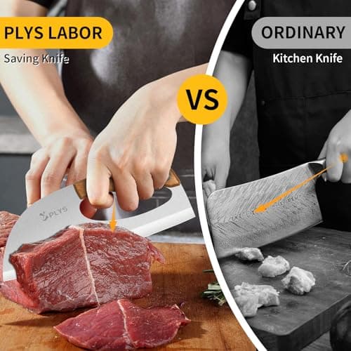 Plys Kitchen Meat Cleaver Knife - Unique Effort Saving Ergonomic Knife Professional Stainless Steel Chef Cooking Knives for Cutting Meat Vegetable Father Mother - Thumbnail 2