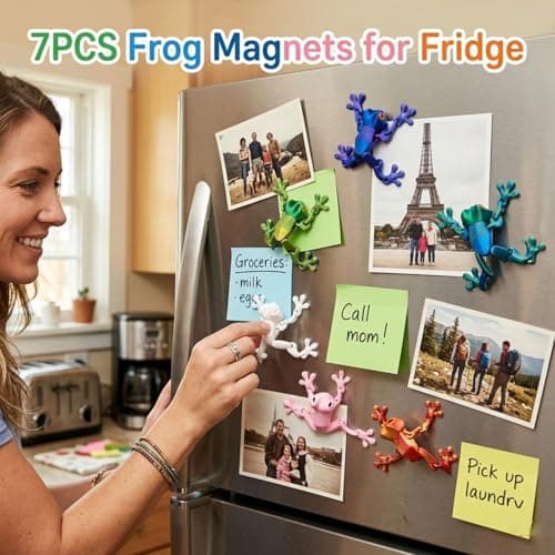 7 Pcs 3D Printed Animals Frog Fridge Magnets, Funny Refrigerator Magnets with Movable Joint and Pose Different Positions for Home Office Decoration, Frog Gifts IdeaI for Women Mom Men - Thumbnail 4
