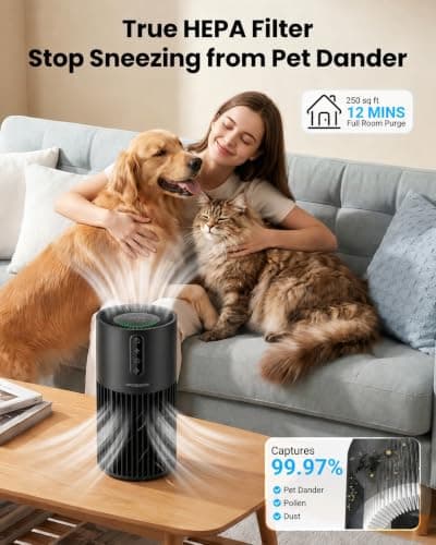 Air Purifiers for Bedroom, Smart WiFi HEPA Air Purifier for Home Pets, Timer and Alexa Control, Cover 1800 Ft², PM2.5 Monitor, Sleep Mode, Washable Filter Air Cleaner for Pet Hair Odors Smoke Dust - Thumbnail 2