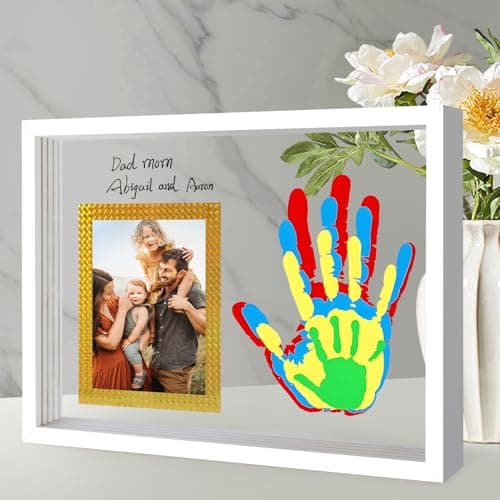 Hzorille Horizontal White Family Handprint Kit 3D Frame New Parents Gift - Thumbnail 4