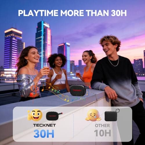 TECKNET Portable Bluetooth Speaker, IP67 Waterproof Speaker with Stereo Sound, Up to 30H Playtime, Magnetic Design, BT 5.4, TWS Pairing Small Bluetooth Speaker for Home/Party/Outdoor/Travel - Thumbnail 3