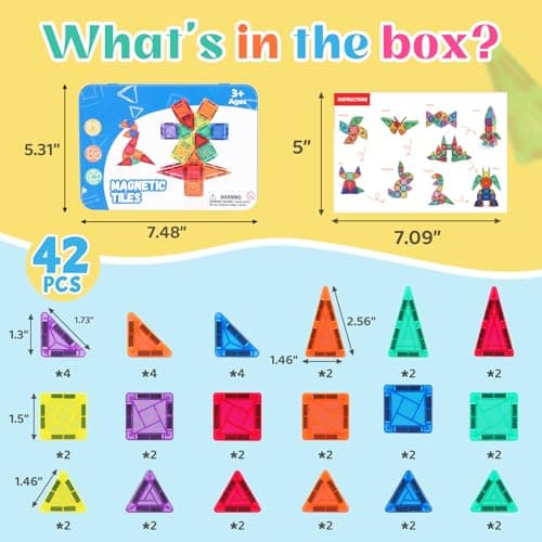 Pexykal Magnetic Tiles Mini Travel Set with Case - Portable Magnetic Blocks Building for On-the-Go Play, Montessori STEAM Educational Sensory Toddler Toys for Boys Girls Ages 3+ - Thumbnail 6