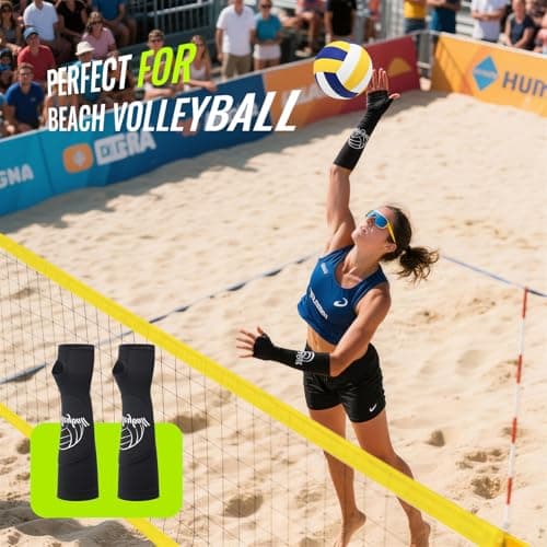 Professional Outdoor Volleyball Net Set with Arm Sleeves & Beach Fixed Plate, Heavy Duty 32-Ply Reinforced Net with Steel Anti-Sag Winch, Height-Adjustable Poles, Carry Bag for Backyard Beach Lawn - Thumbnail 2