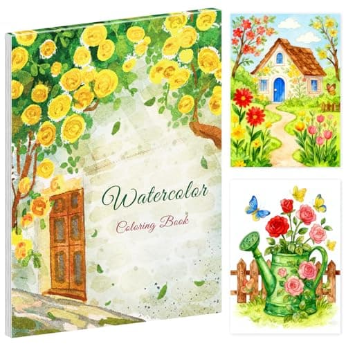 Elfew Flower & Landscape Watercolor Workbook, Watercolor Coloring Books for Adults & Beginners, 20 Pattern with 160gsm No-Bleed Cold-Pressed Paper（No Paints Included） - Image 1