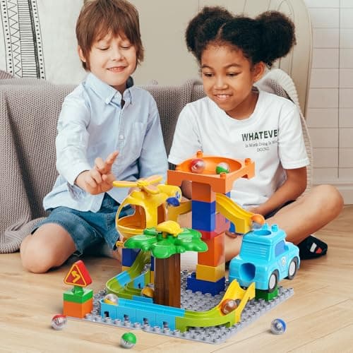 burgkidz Marble Runs for Kids 4-8, Educational Learning Marble Maze Toys Compatible with All Major Brands of Building Blocks STEM Toys for Kid Age 3 4 5 6 7 8+ - Thumbnail 4