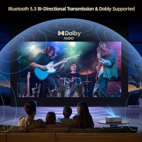 Compatible with Netflix Movie Projector with WiFi6 and Bluetooth5.3, Built-in App Store, Dolby Audio & Electric Focus & Auto Keystone, 4K Support High Brightness Outdoor Projectors, 1080 (Sliver Grey) - Thumbnail 3