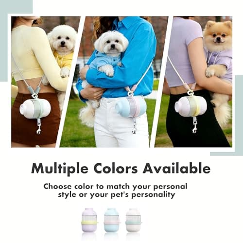 3 in 1 Dog Water Bottle with Crossbody Strap & Retractable Leash, Portable Dog Travel Water Bottle with Treat & Poop Bag Dispenser for Small Dogs Walking Hiking(Off-White) - Thumbnail 5