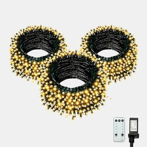 AHAWILL Warm White Christmas Lights Outdoor,166FT 500LED String Lights with 8 Modes,Christmas Tree Lights Indoor Plug in,Waterproof Twinkle Fairy Lights for Party,Classroom,Home Decor - Image 1