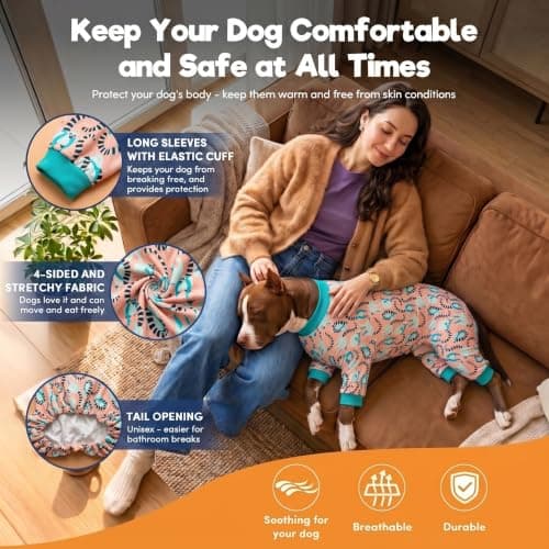 LovinPet Pitbull Dog Pjs for Large Dogs, Pet Anxiety Relief Pajamas, Sun Protection Dog Shirt Comfy Stretchy Fabric, Pastel Lemur Print, Pajamas for Pitbulls, Pitbull Party Clothes,2XL - Thumbnail 5