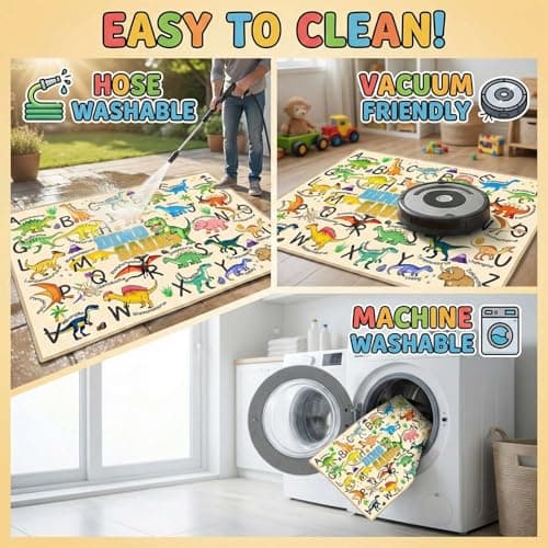 HBUFBUQ Educational ABC Alphabet Dinosaur Area Rug, 2.5x4 Feet, Kids Rugs for Playroom Bedroom, Non Slip Floor Mat for Nursery Classroom, Boys Girls Washable Carpet - Thumbnail 5